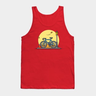 Bike in Park with Street Lamp Cartoon Vector Icon Illustration Tank Top